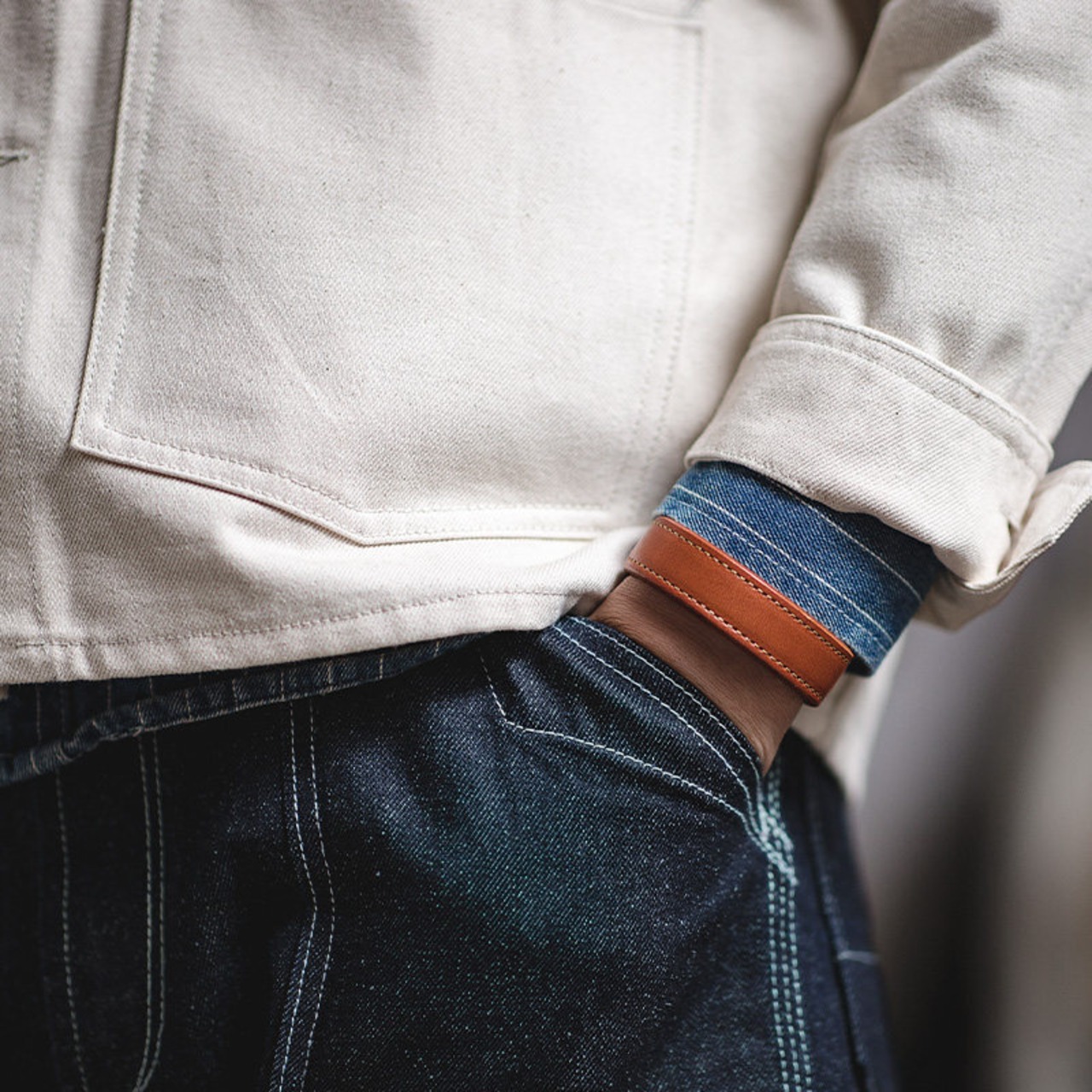 Leather Open Cuff Bracelet / レザー オープン カフ ブレスレット