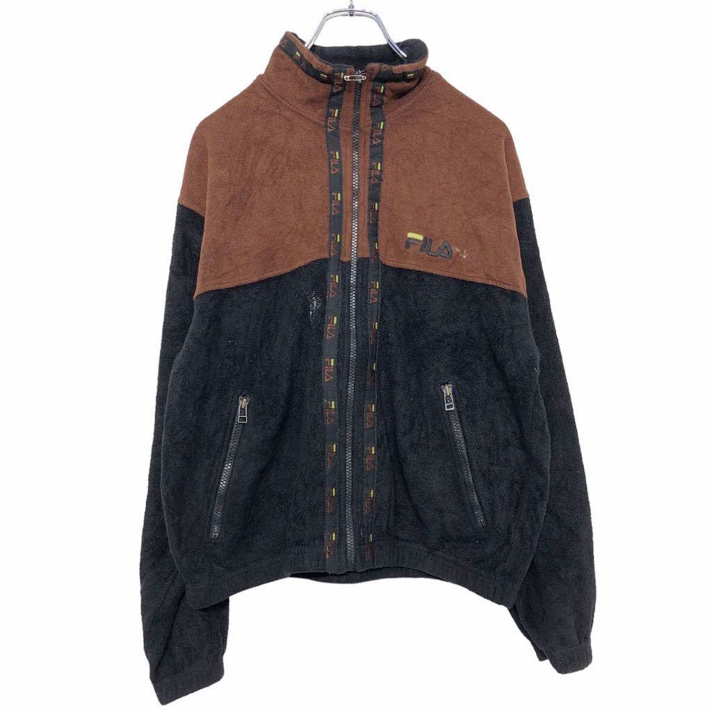 FILA フリース ジャケット S ブラウン ブラック フィラ ジップアップ