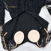 社交ダンス 衣装 白樺ドレス スタンダード ドレス ワンピース 黒 フロート デモ 競技 ダンス パーティ 発表会 上品 高級感 ブラック系 おしゃれ エレガント 美しい ダンス衣装 競技用ドレス 発表会用ドレス ダンスパフォーマンス