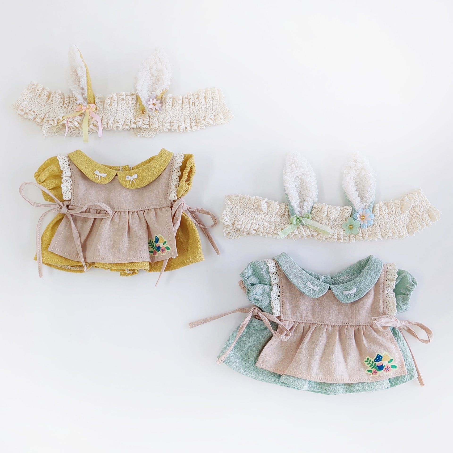 2D-1298【20cm】花畑のこうさぎワンピース | Little Closet │ ぬい服