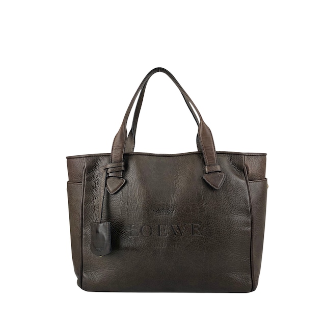 LOEWE ロエベ ヘリテージ ハンドバッグ ブラウン 型押しロゴ レザー トートバッグ vintage ヴィンテージ オールド faniey