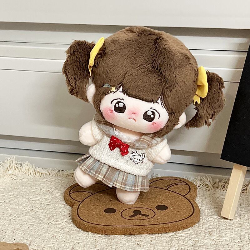 10cmぬいぐるみ用 学園風 チェック柄 蝶結び付き ニットトップス+