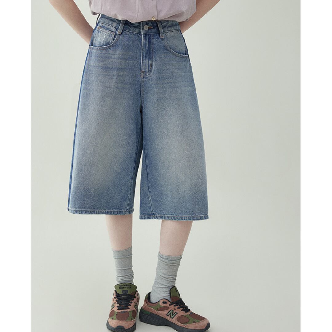 blue high waist straight loose casual jeans