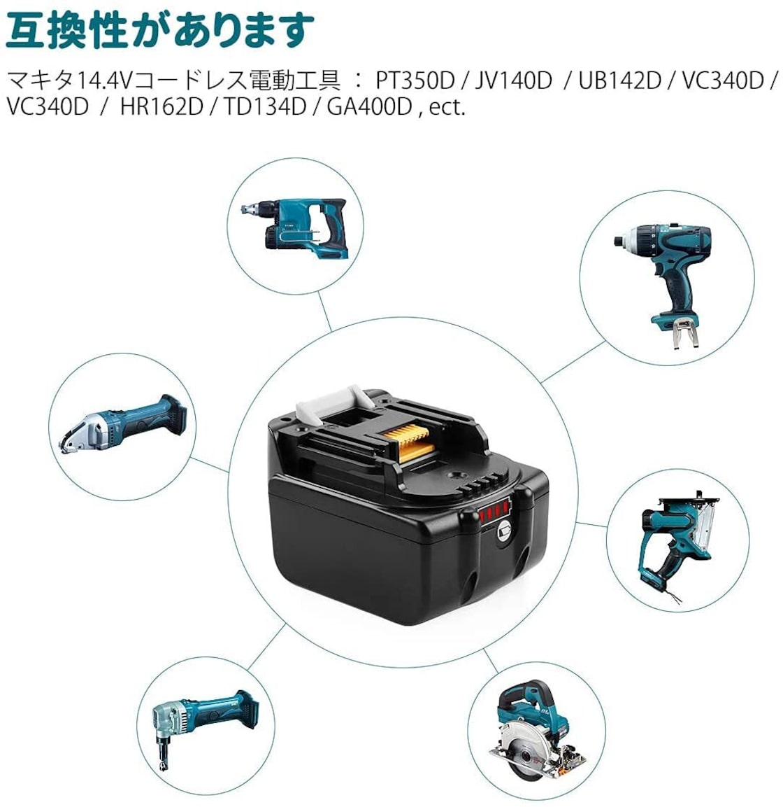 人気商品】Ehomtikk 互換マキタ14.4Vバッテリー BL1460B 6.0Ah LED残量 