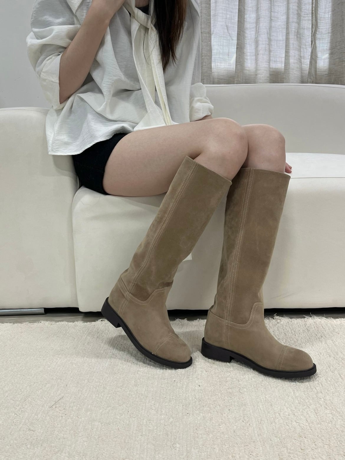 MOMENT] bow round long boots / 2color | MOMENT