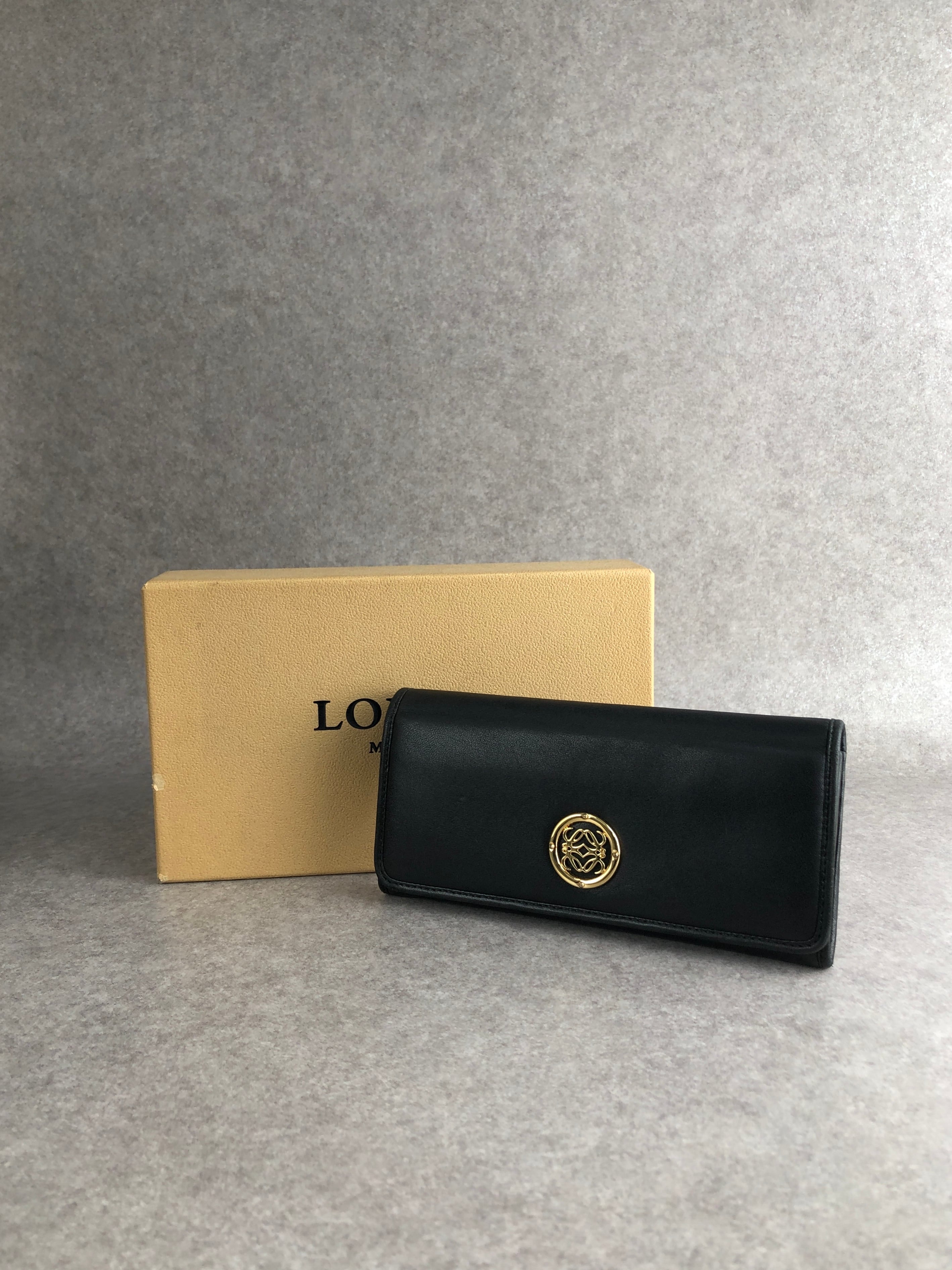 LOEWE ロエベ 財布 ブラック アナグラム レザー vintage ヴィンテージ オールド e5x6uj