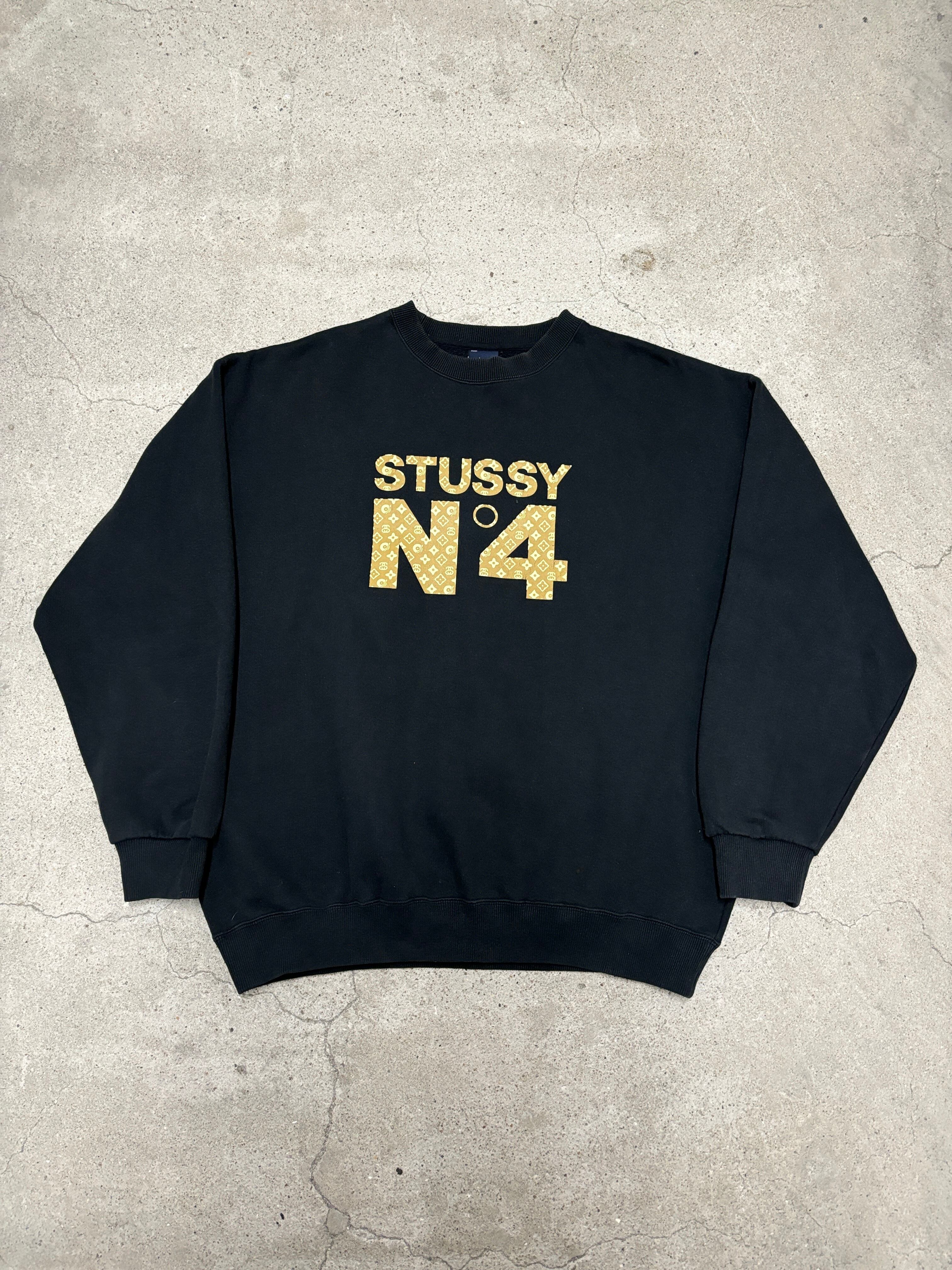 00s OLD STUSSY/Monogram print Sweat/紺タグ/XL/モノグラムロゴ