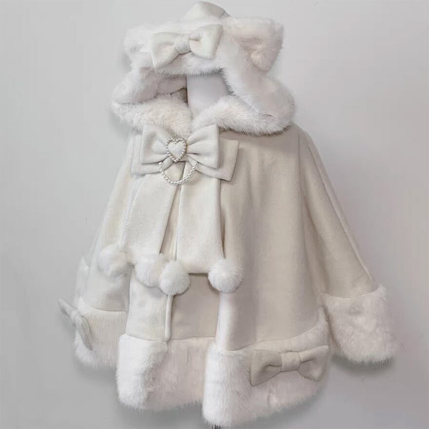 ロリィタ 猫耳ケープ ゆめかわいい フェイクファー もふもふ