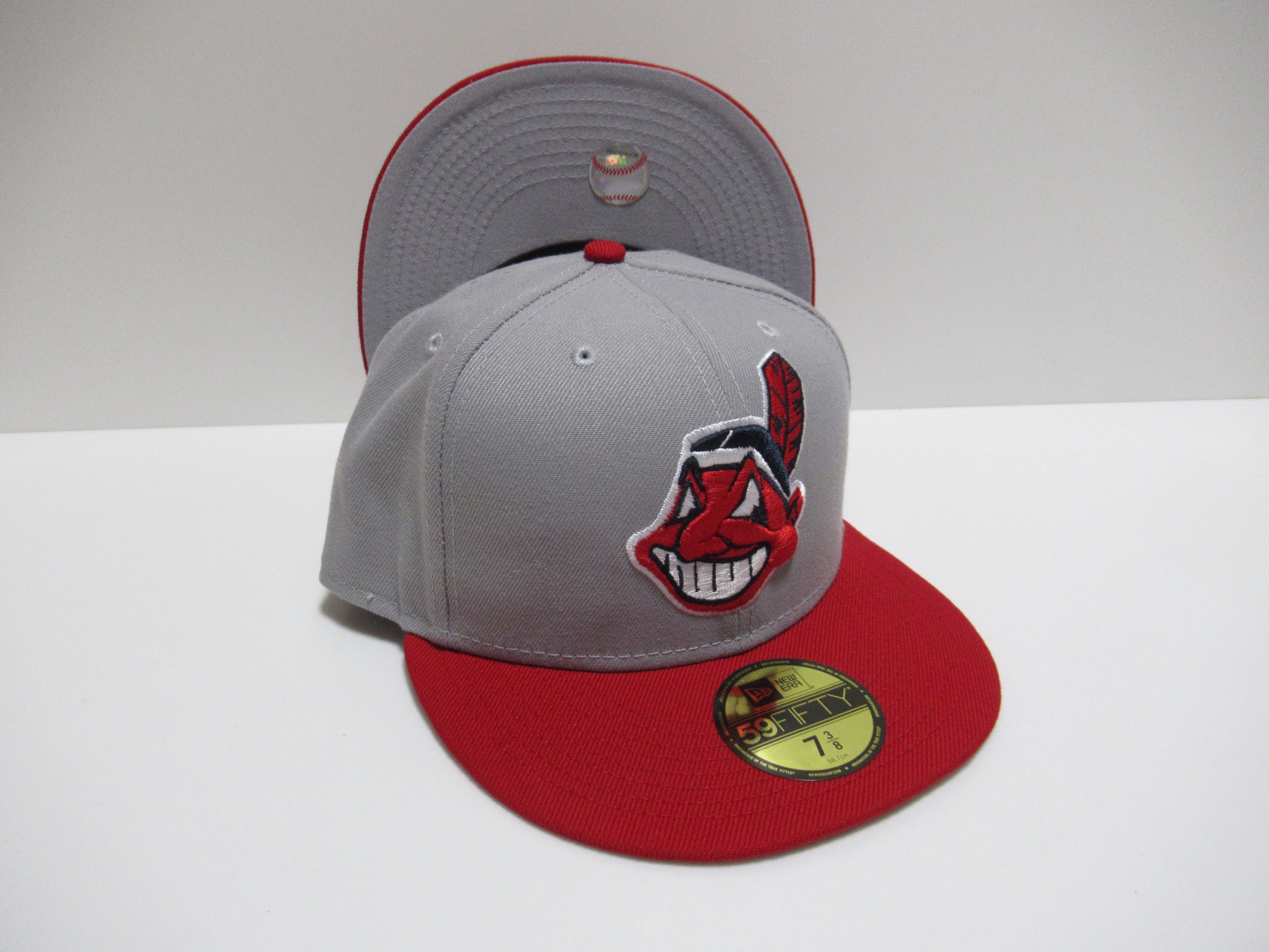 NEW ERA 59fifty Cleveland Indians インディアンス CAP Gray×Red ...