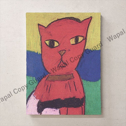 アートパネル アートボード ファブリックパネル おしゃれ 【沖野あゆみ 赤い猫】 サイズ:F4(333mm×242mm) 壁掛け 絵 絵画 インテリア アートフレーム