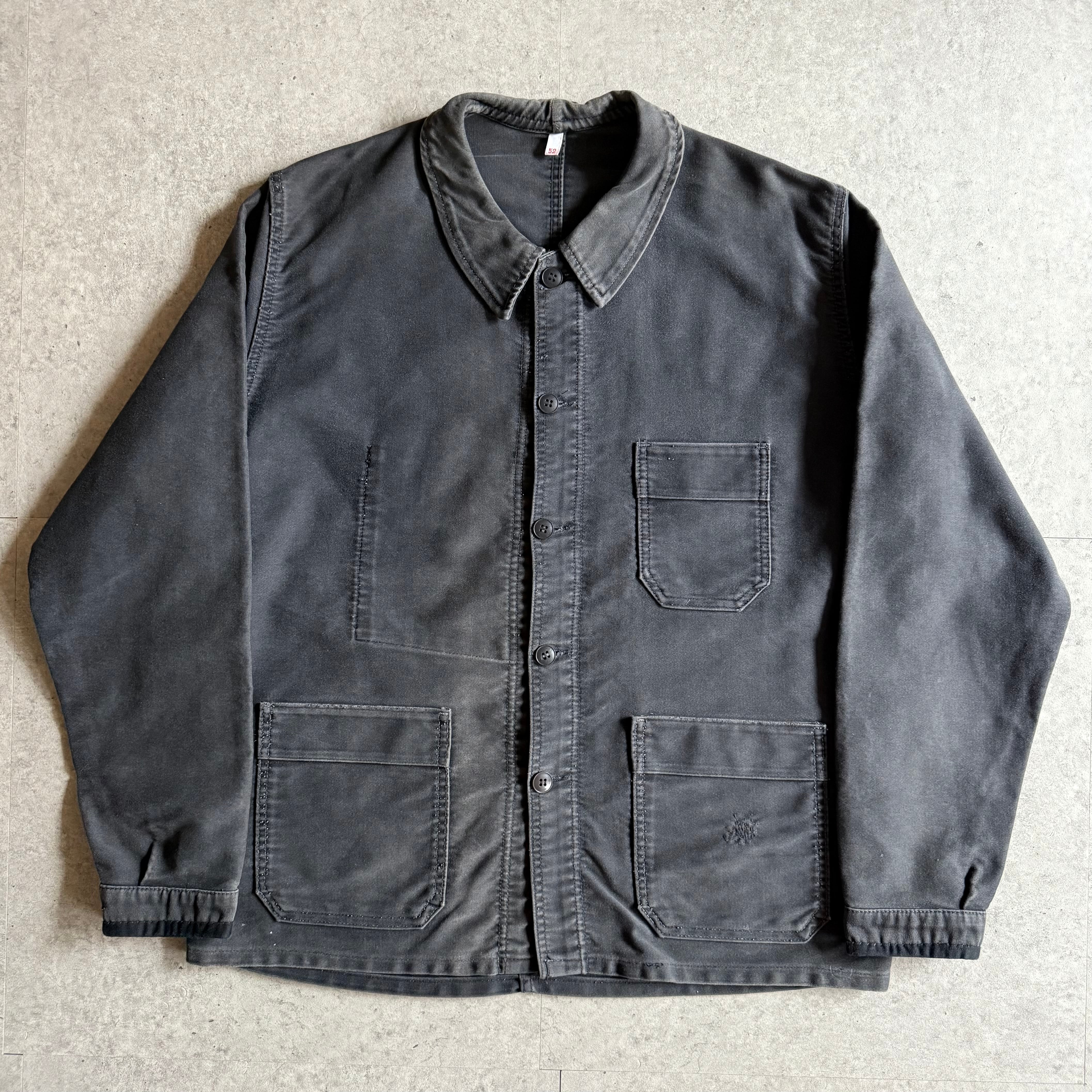 1960s Adolphe Lafont Black Moleskin Jacket 52 Z273