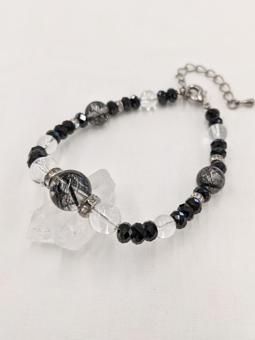 ブラックルチルクォーツ ✕ オニキスカット コンビネーションブレス