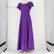 フラダンス 衣装 ワンピース ドレス パープル系 HulaKu 日本製 シンプル 紫 光沢 半袖 フレアスカート ハワイアンダンス レディース 華やか 鮮やか おしゃれ 上品 大人っぽい ハワイアン アロハ フラ ダンス レッスン 練習 フレア