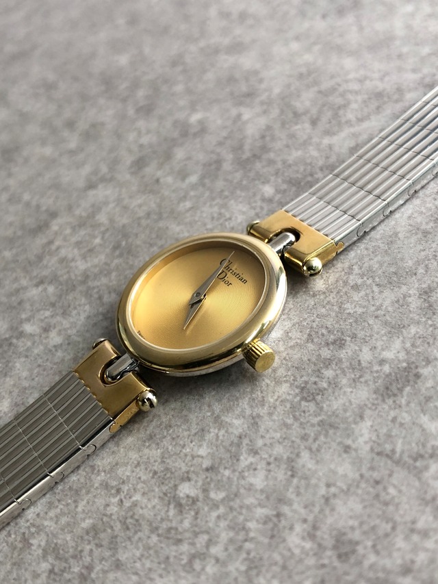 Christian Dior クリスチャン ディオール 腕時計 シルバー×ゴールド ステンレススチール 3025クウォーツ vintage ヴィンテージ オールド h2x5fz