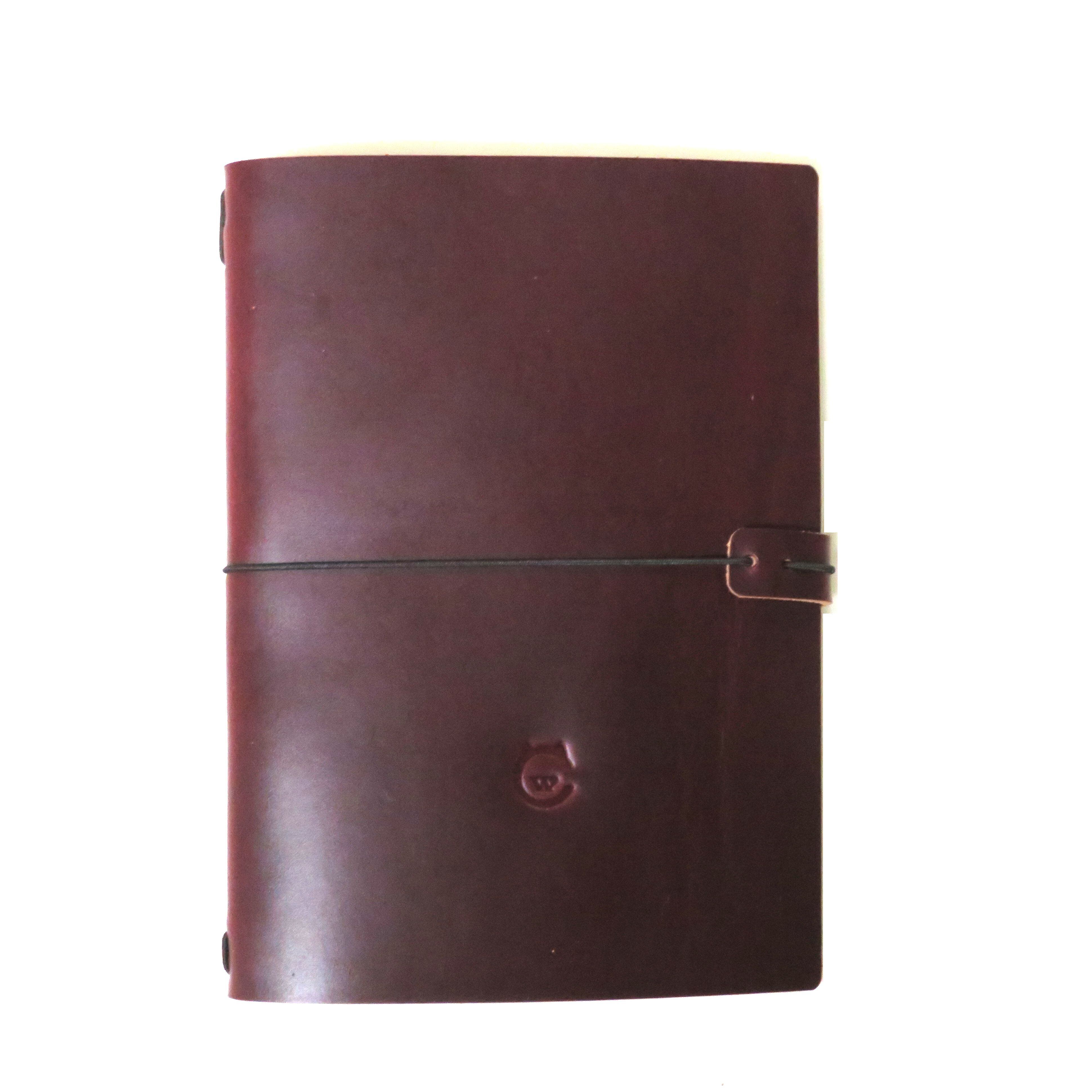 本革ノートカバー クロムエクセル革 バーガンディ 横罫線リフィル With C Note