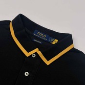 POLO RALPH LAUREN ラルフローレン CUSTOM FIT 鹿の子 半袖 ポロシャツ L/G/ブラック×イエロー メンズ