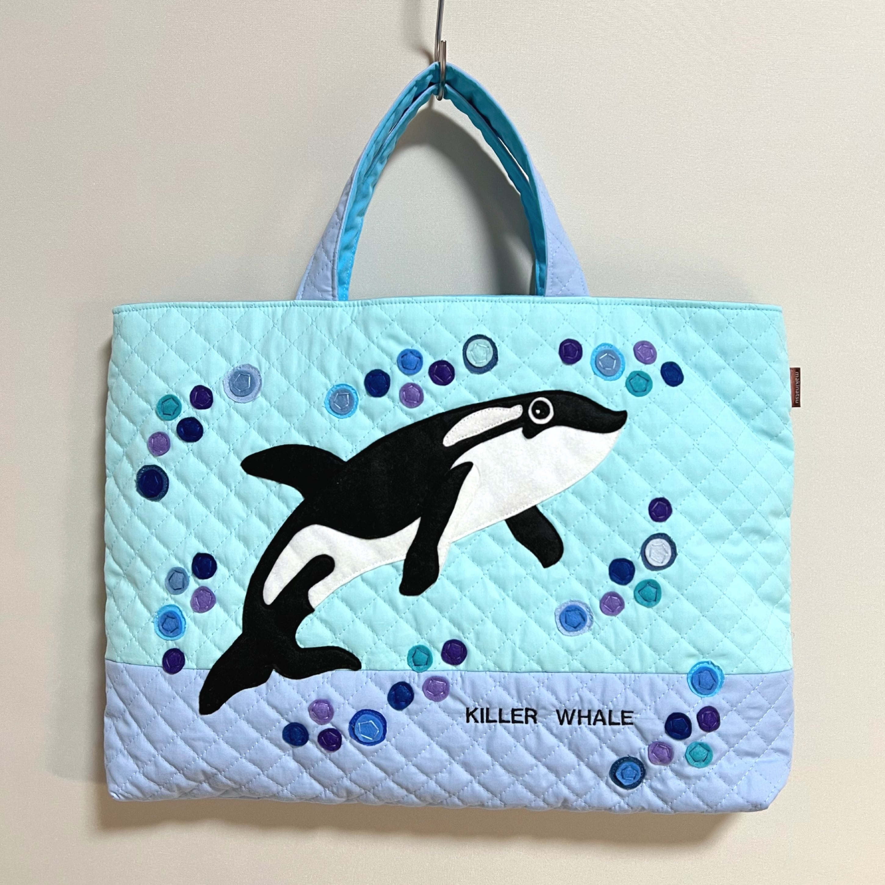 レッスンバッグ 40×30㎝ セミオーダー可◎ 裏地付【くるま水色