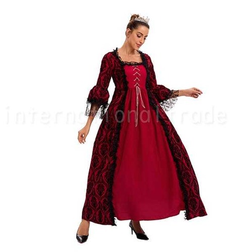 予約 コスプレ服 欧風ドレスワンピース ネックレス パニエ付き 3点セット 貴族風 ドレス 衣装 クラシカル ロリータ ビクトリアン エレガント ゴシック ファンタジー プリンセス 仮装 ハロウィン S M L XL XXL XXXL 4XL 5XL k14008-3set