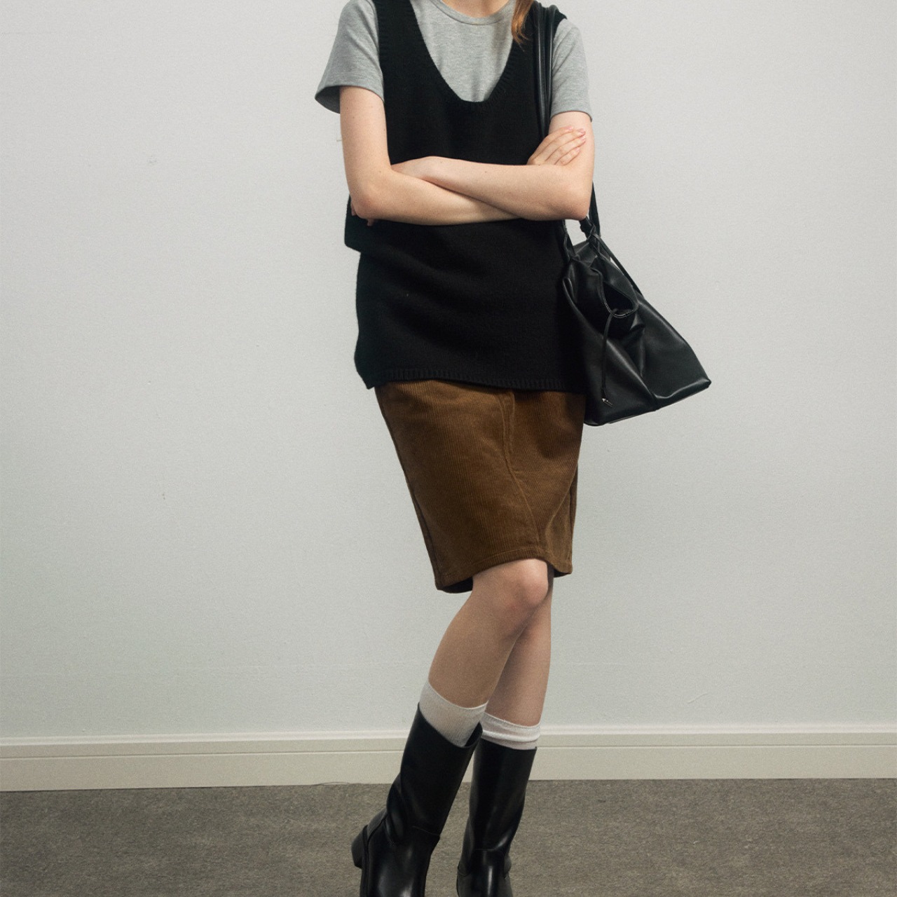 U-Neck Knit Vest T3614