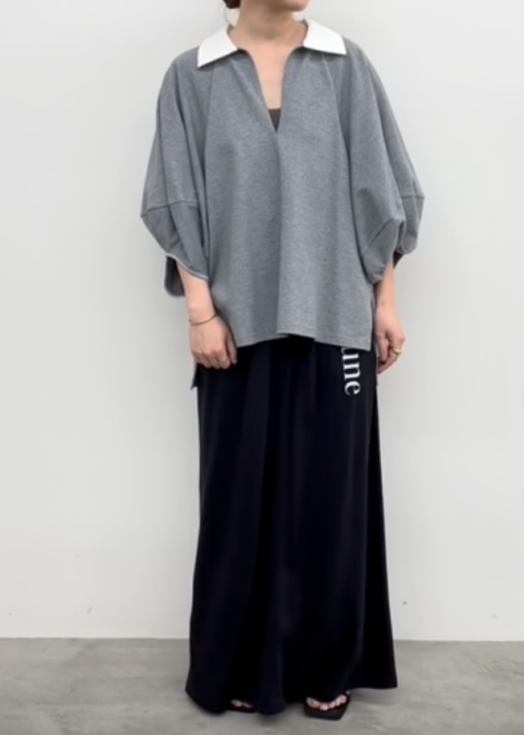 CLOCHE(クロッシェ)】ランタンスリーブポロトップス［612-85730