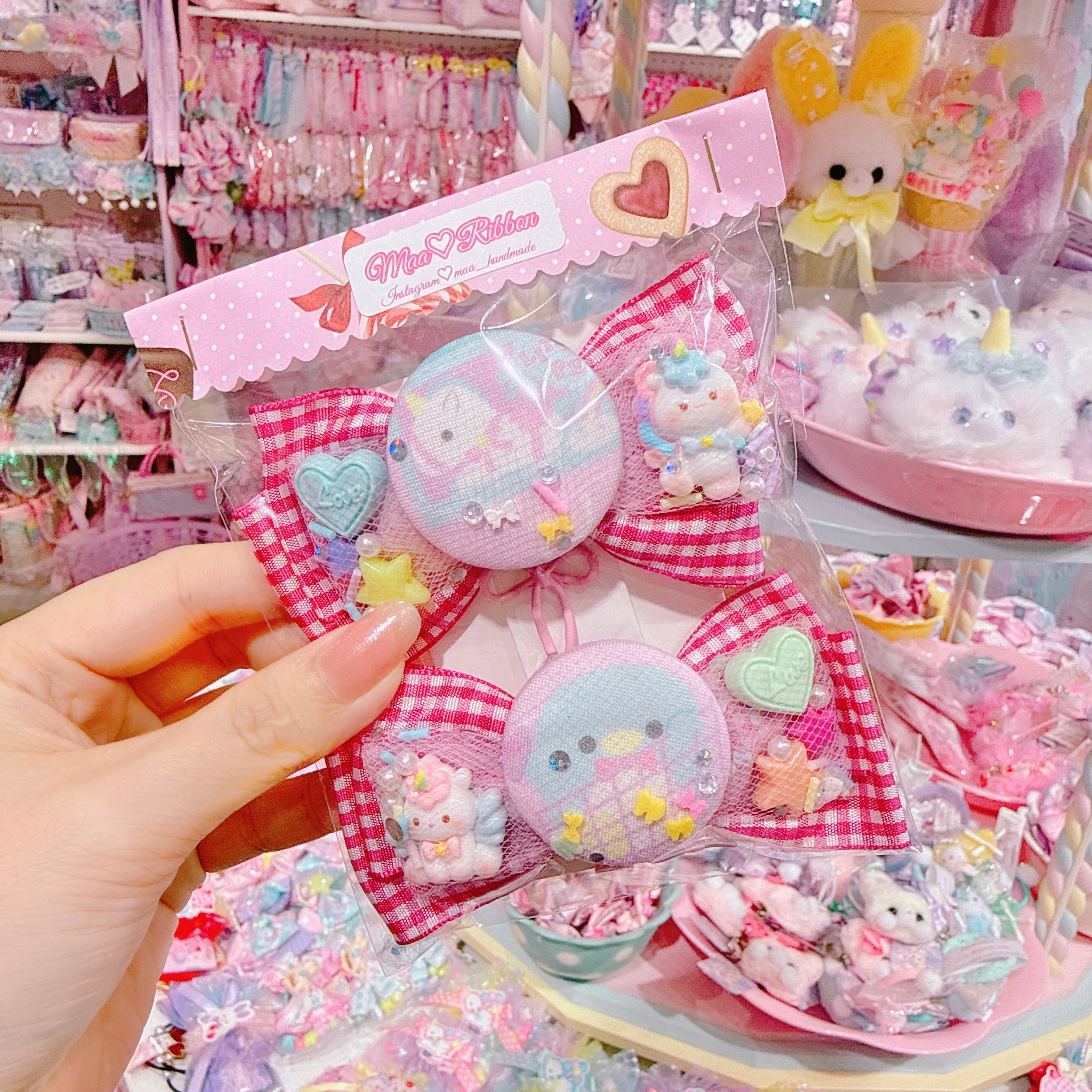 【R14】56-11くるみチュールリボンツインヘアクリップ