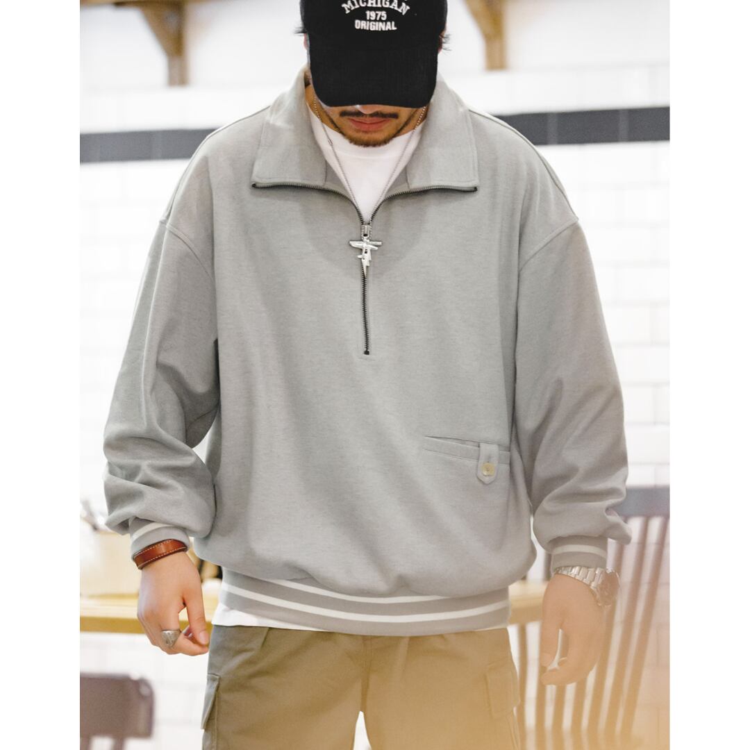 スタンドカラーハーフジップアップトップスA18270