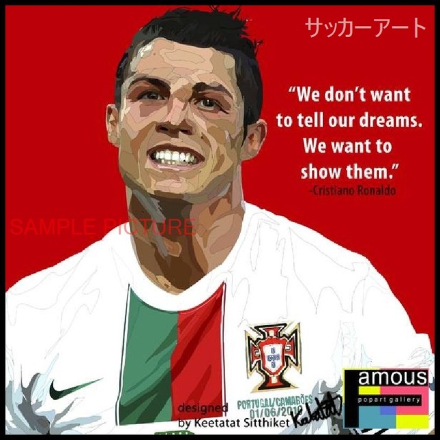 サッカーグラフィックアートパネル クリスティアーノ・ロナウド ポルトガル代表 木製 壁掛け ポスター (001-011)