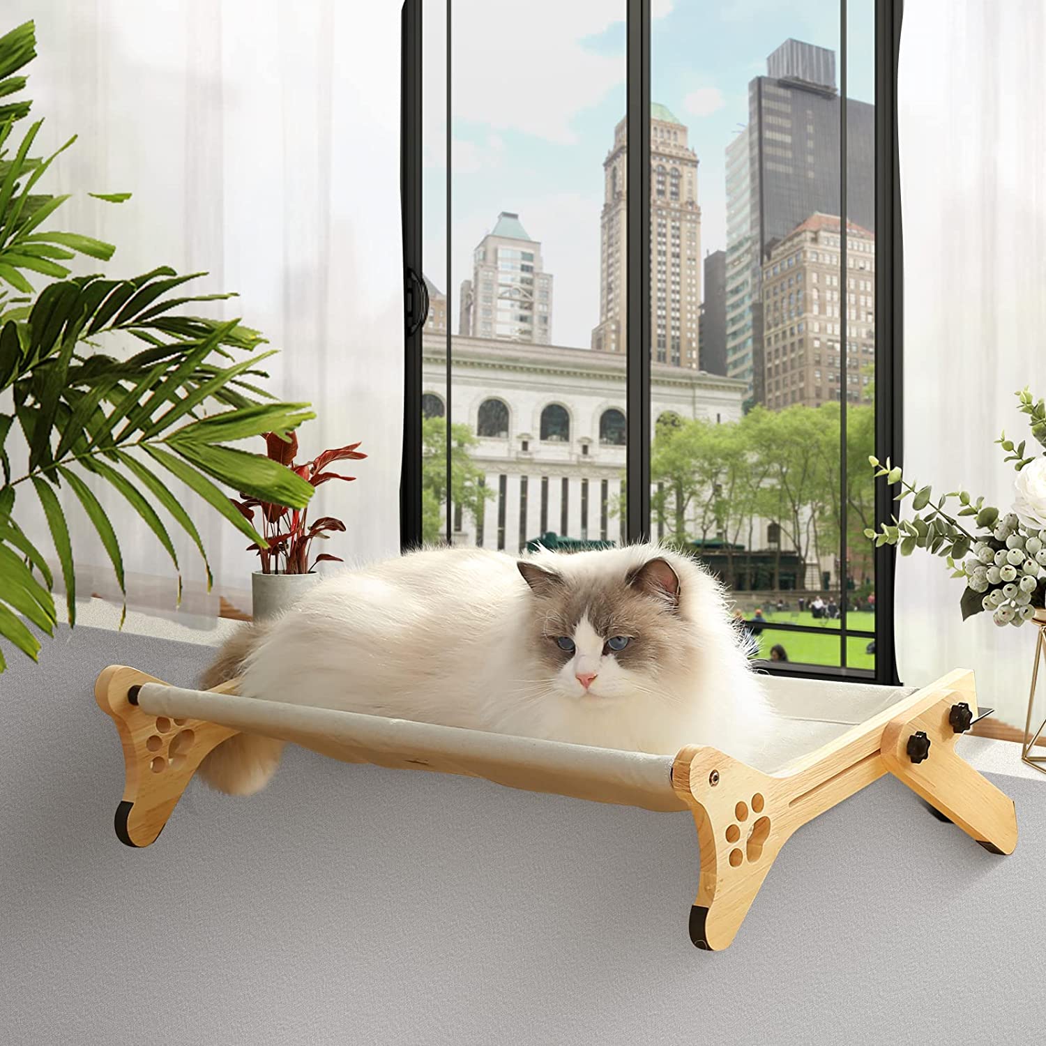 【色: ダークグレー】JUNSPOW 猫ベッド ペットハンモック 犬猫用ベッド