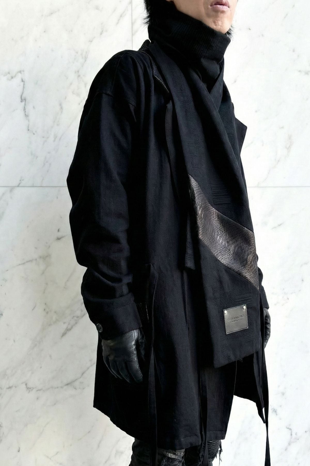 受注生産】黒蛇革×カシミアデニムマフラー-縁- / DENIM MUFFLER YOSUGA