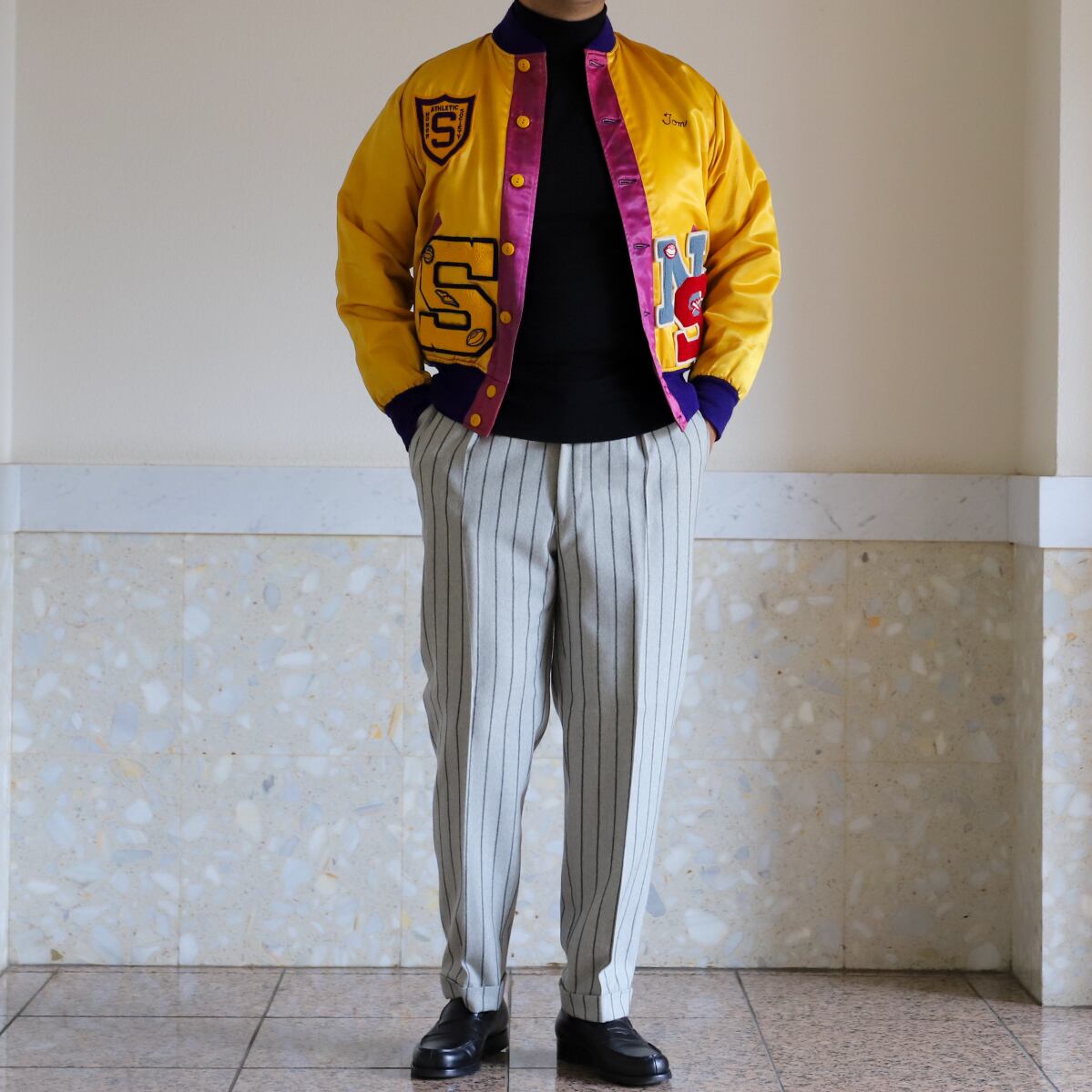 極美品】40s special vintage jacket satin fabric blouson made in