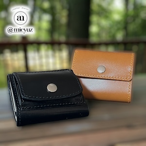 3つ折りミニ財布　小さい財布　たつのレザー　選べるカラー　選べるステッチカラー