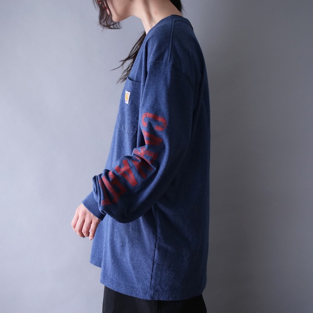 "Carhartt" sleeve logo printed loose silhouette l/s tee