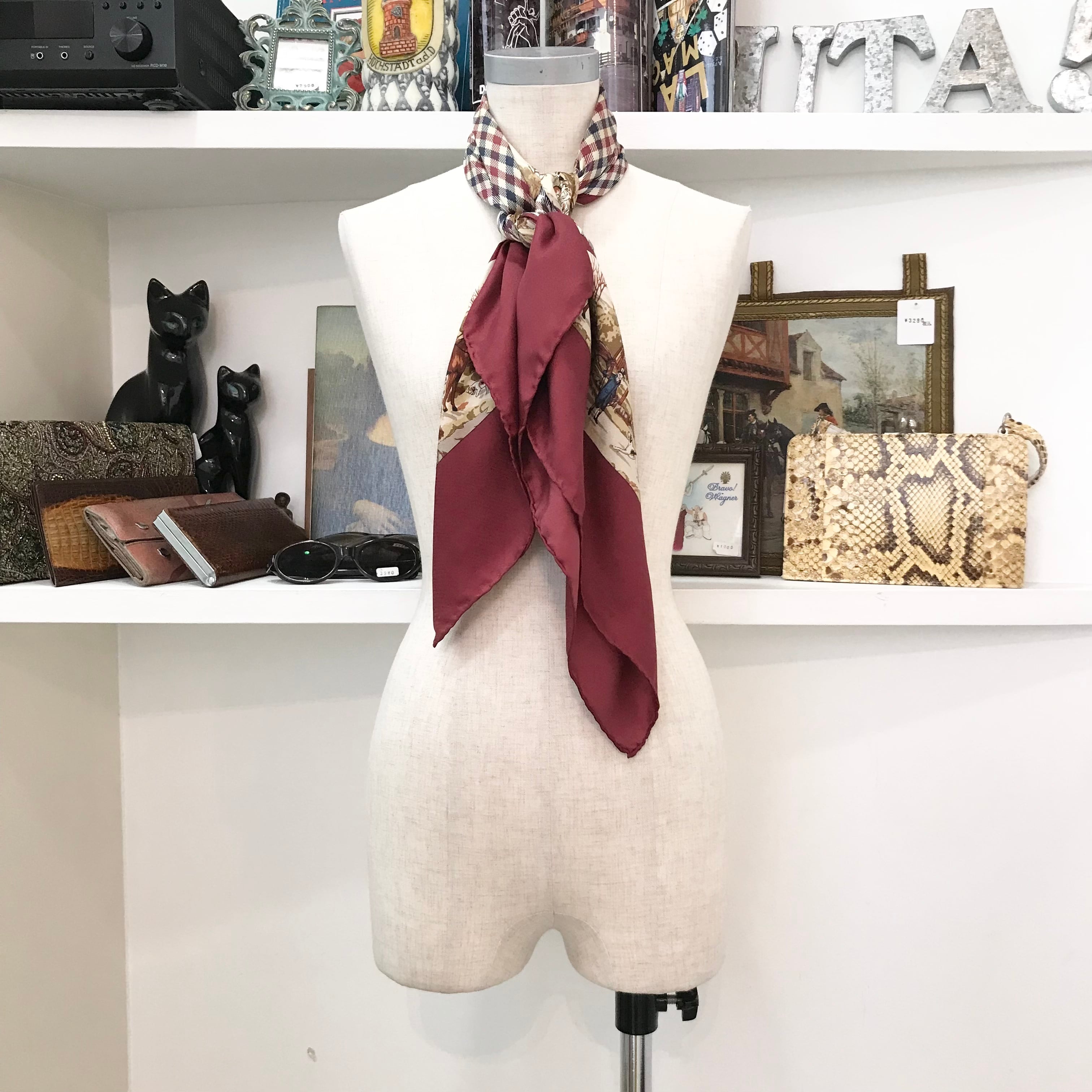 aquascutum/scarf/horse/bordeaux/beige/アクアスキュータム/スカーフ ...