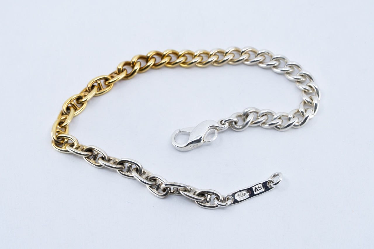 BN-104 Interlock chain Bracelet (TYPE B)( 24K Gradient Gold Plated)