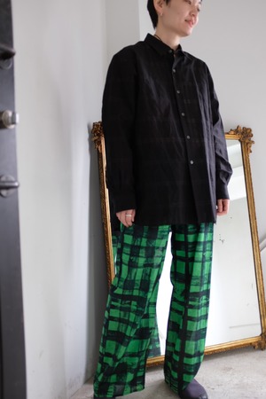 [HAKUJI]Checked print Pants(GREEN)