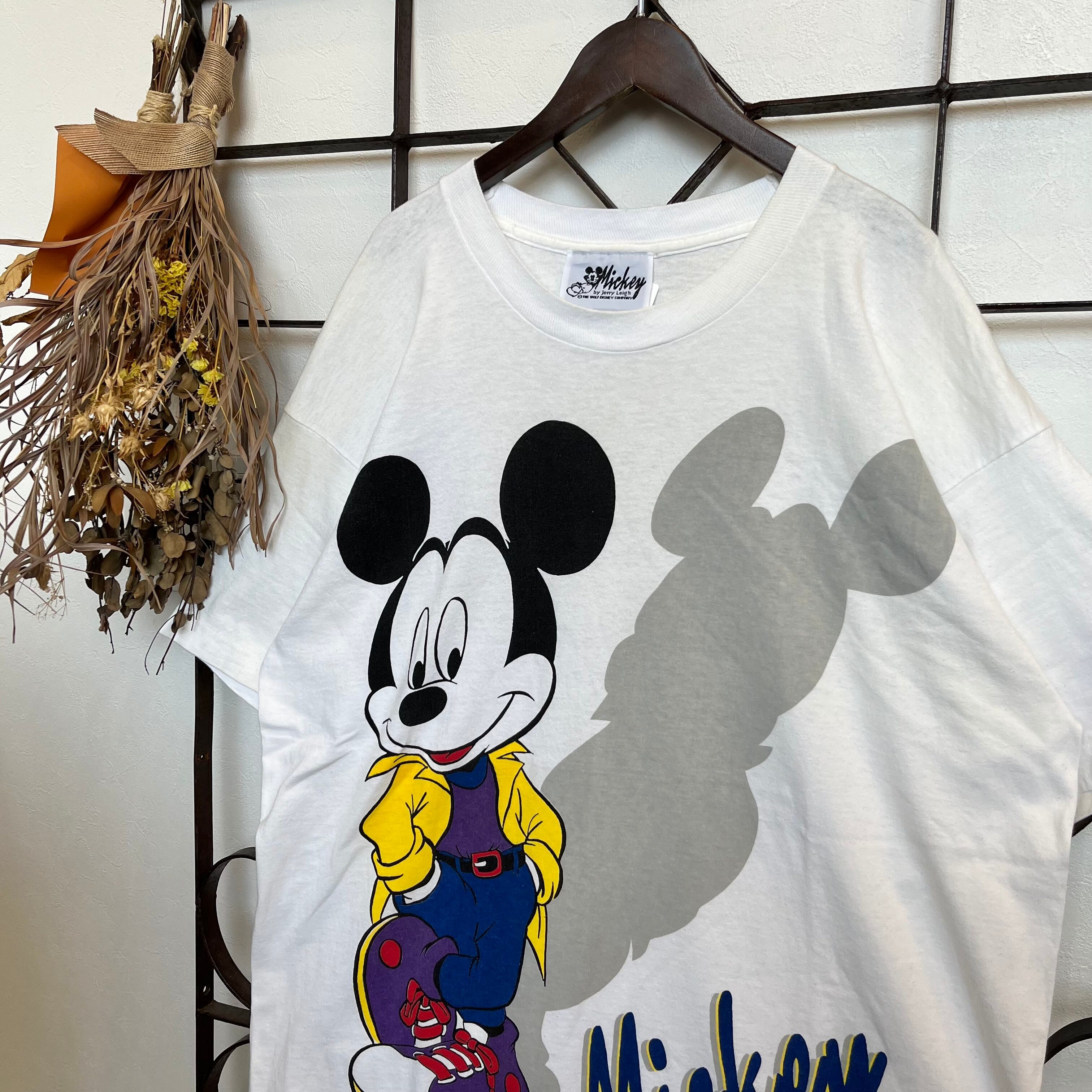 Disney parkディズニーキャラTシャツミッキー大判プリントウォッシュ