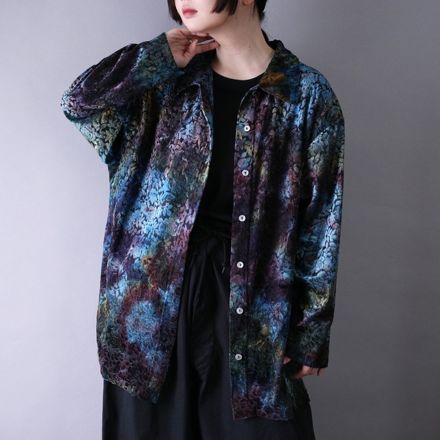 gradation beautiful color pattern special velours shirt