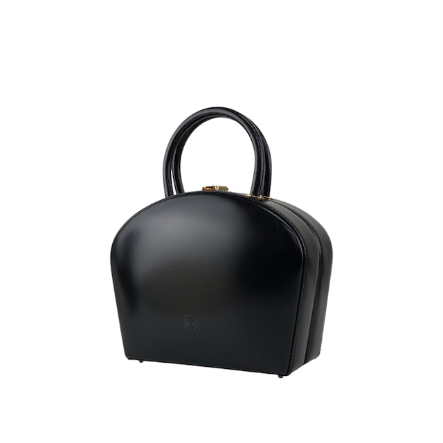 LOEWE ロエベ ハンドバッグ ブラック アナグラム ロゴ レザー トップハンドル バニティ vintage ヴィンテージ オールド nxkdzt
