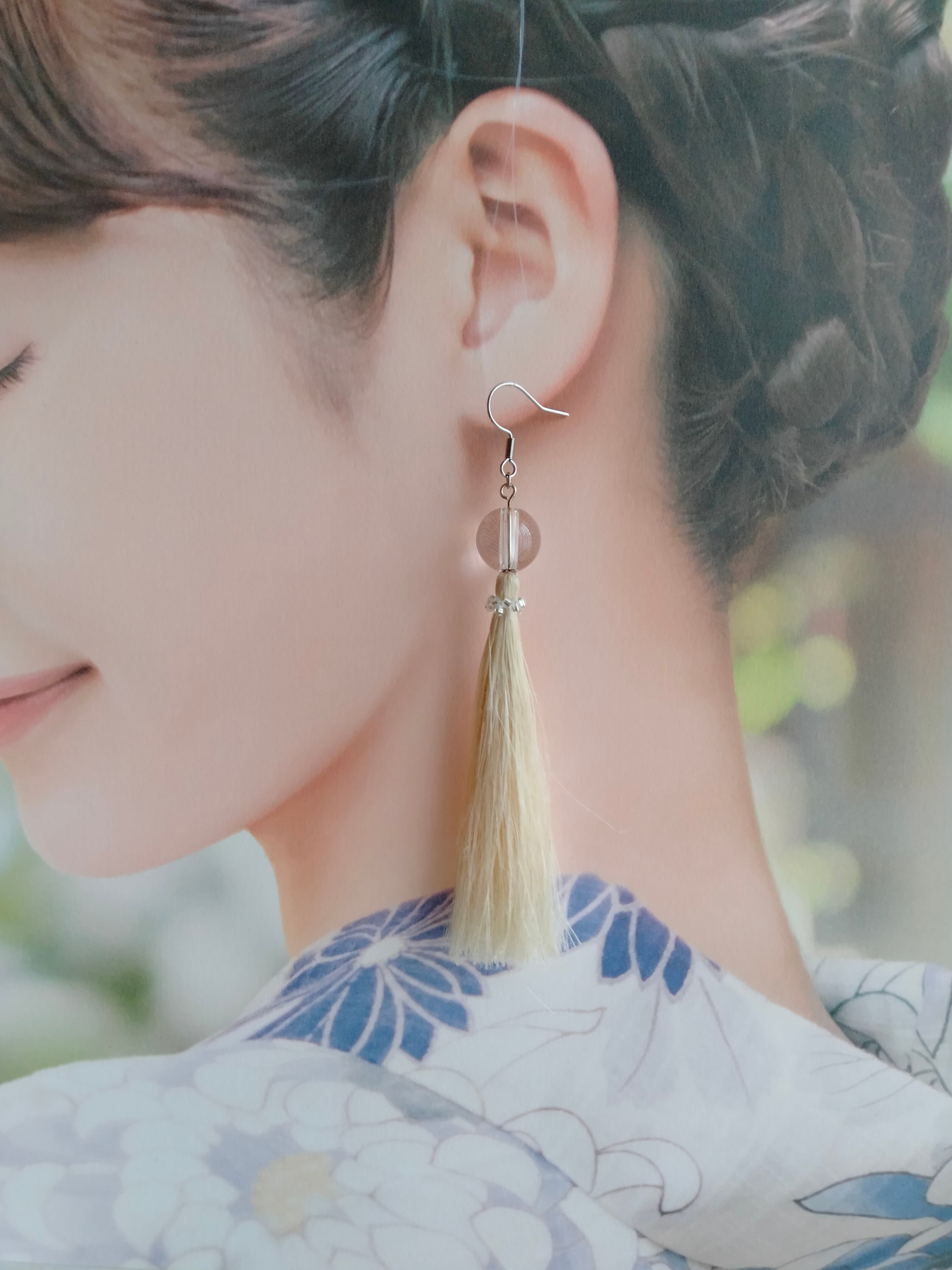 大粒アバロンシェル ロング雫ピアス