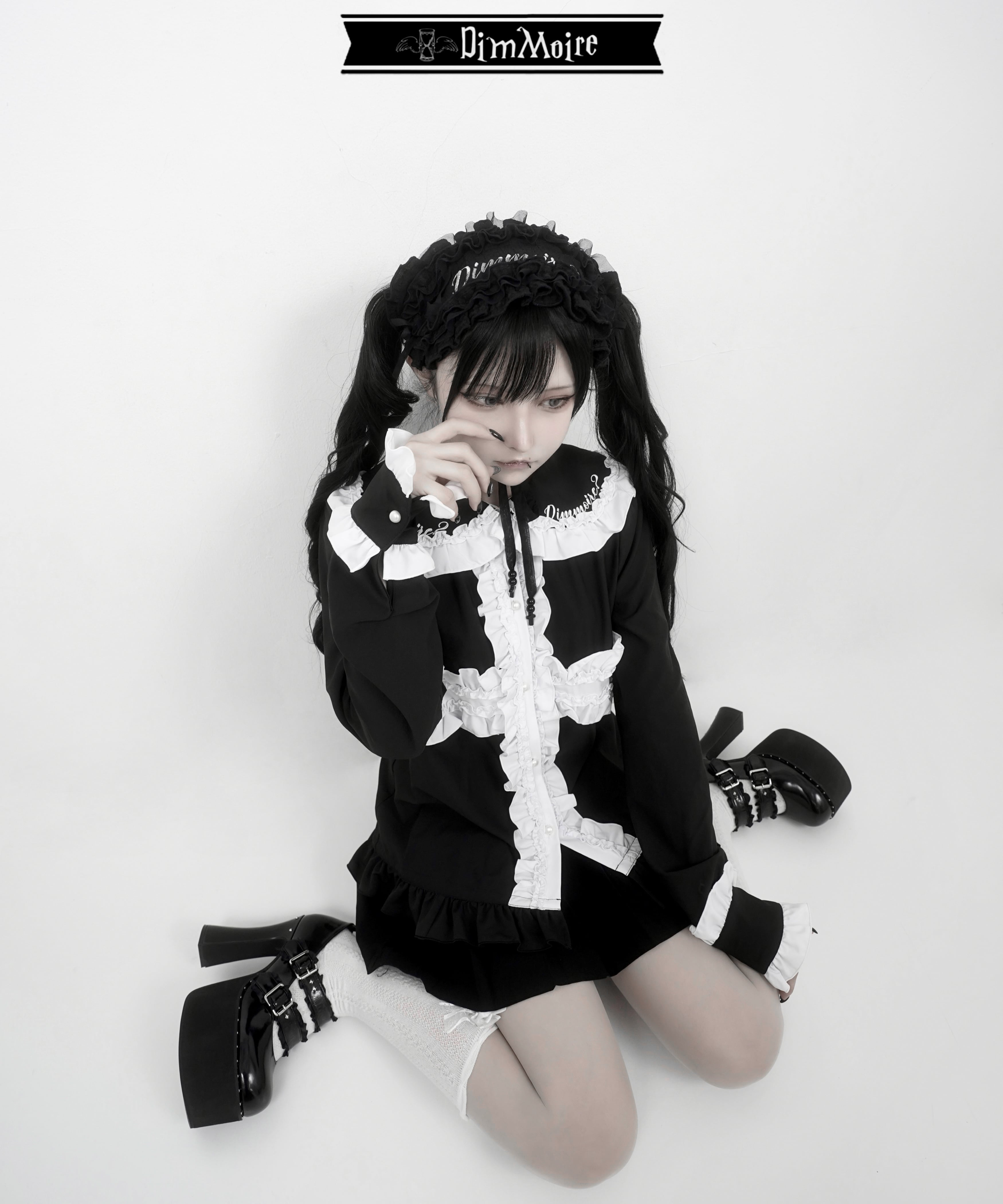 十字フリルブラウス【Black&White】 | DimMoire