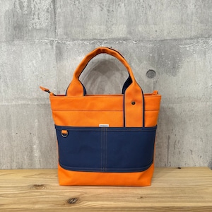 【ファスナーVer.】人気No.1.▽Bi Color Tote "M"【オレンジ×紺】