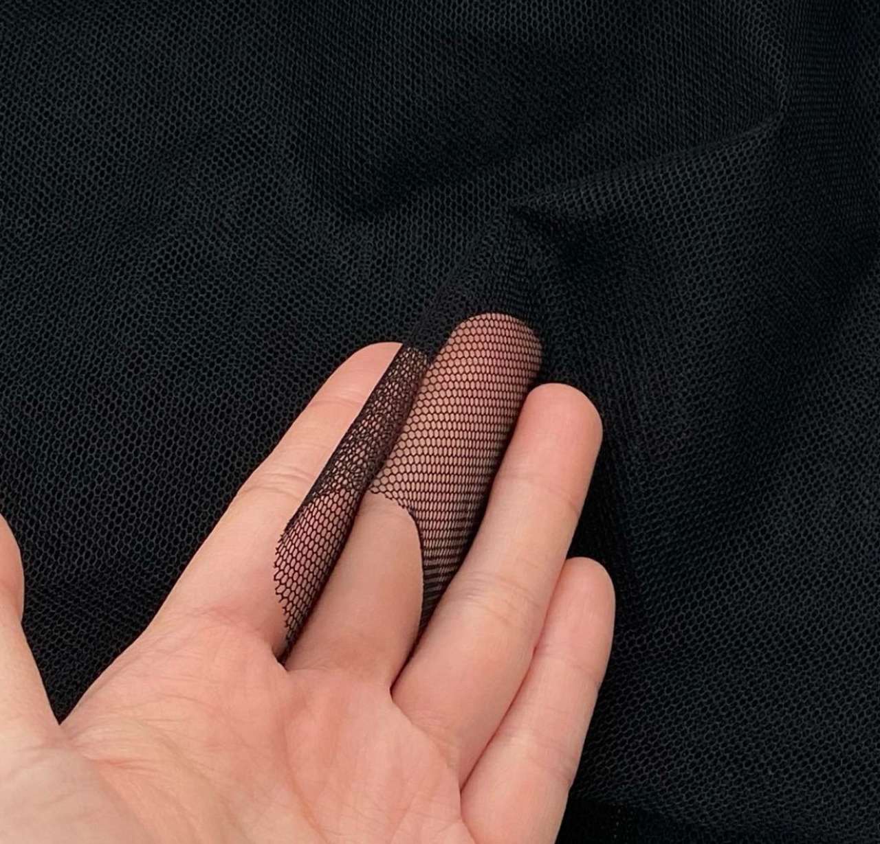 NO288◆2m◆ポリエステル100％弱ストレッチメッシュレース生地◆ブラック