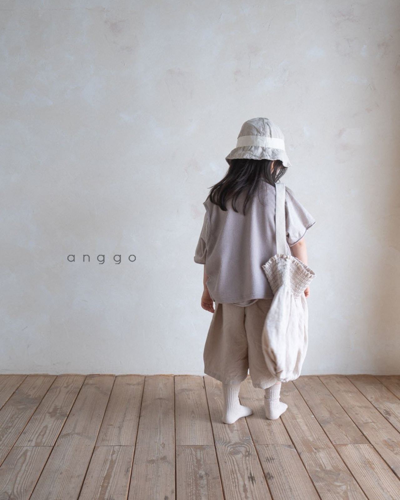 【anggo】タックミディアムパンツ ベージュ 80〜120cm  240712 - 14