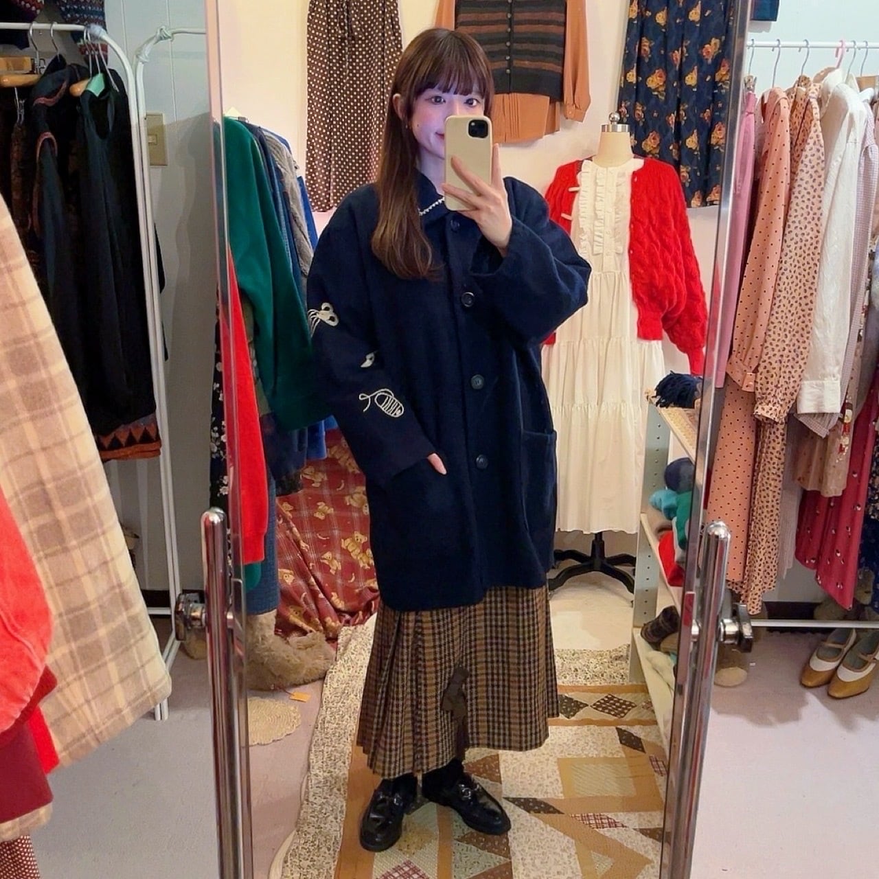 sewing kit embroidery navy coat