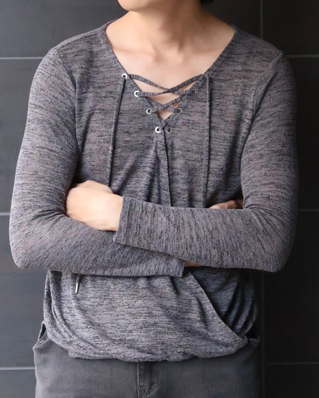 lace up asymmetry tops