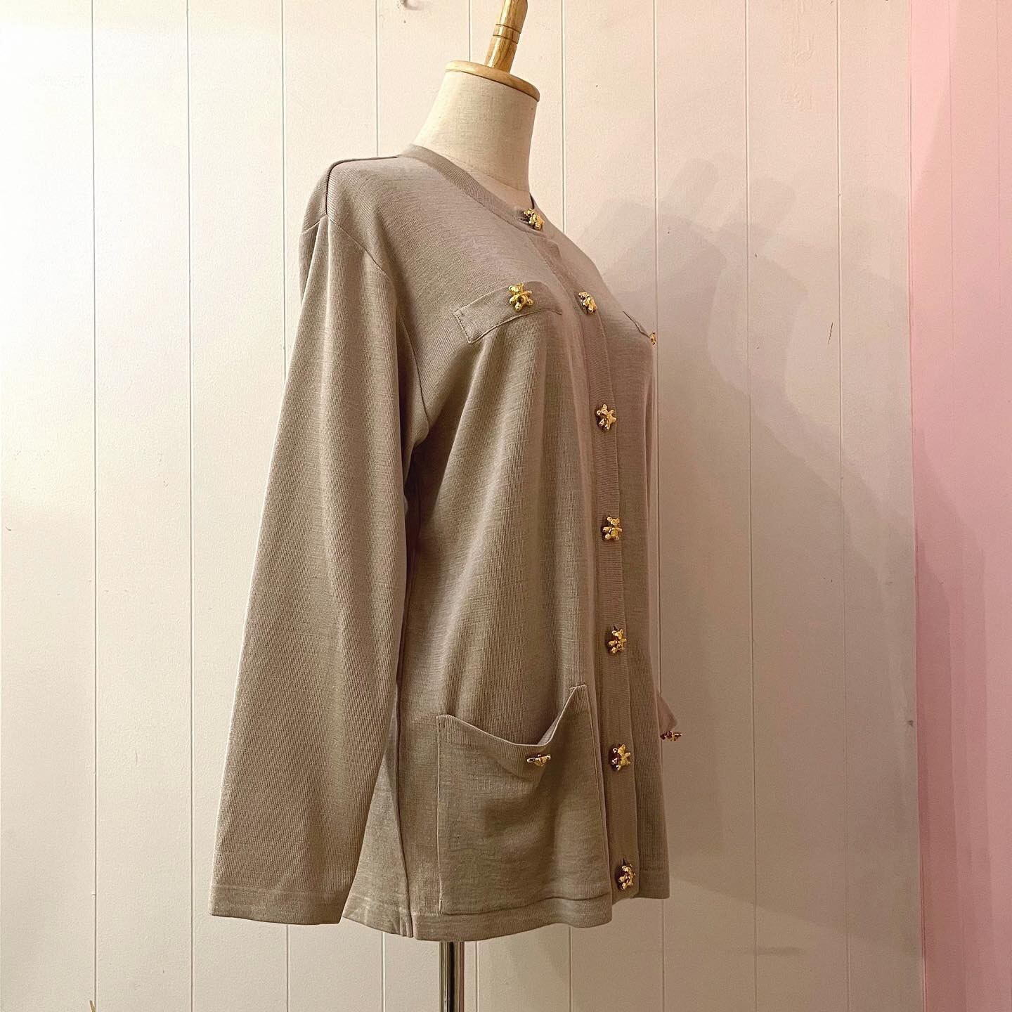 gold bear button long cardigan