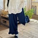 裾フリルリボン刺繍デニムパンツ ・12442