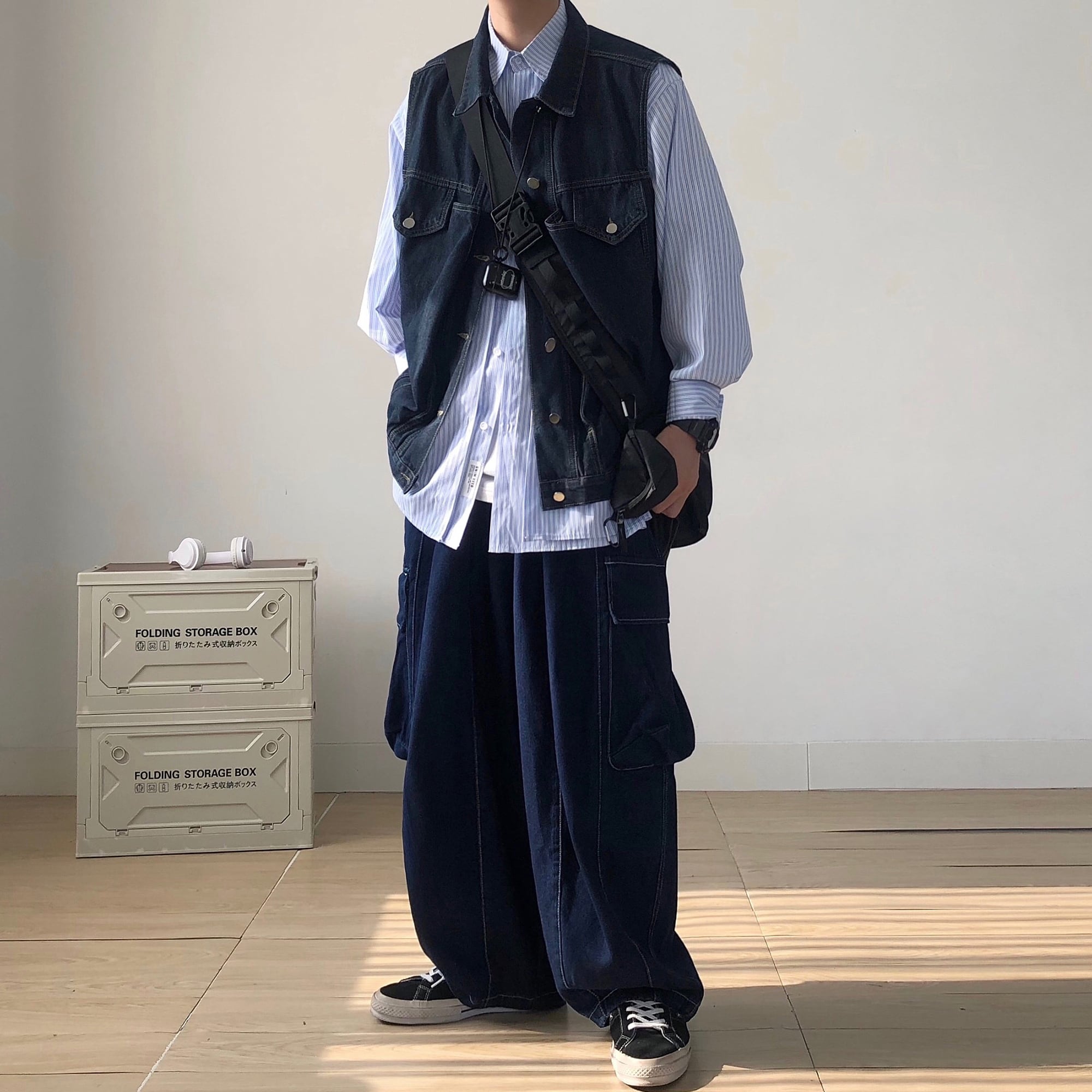 RICHMAN多ポケット付デニムミリタリーベスト