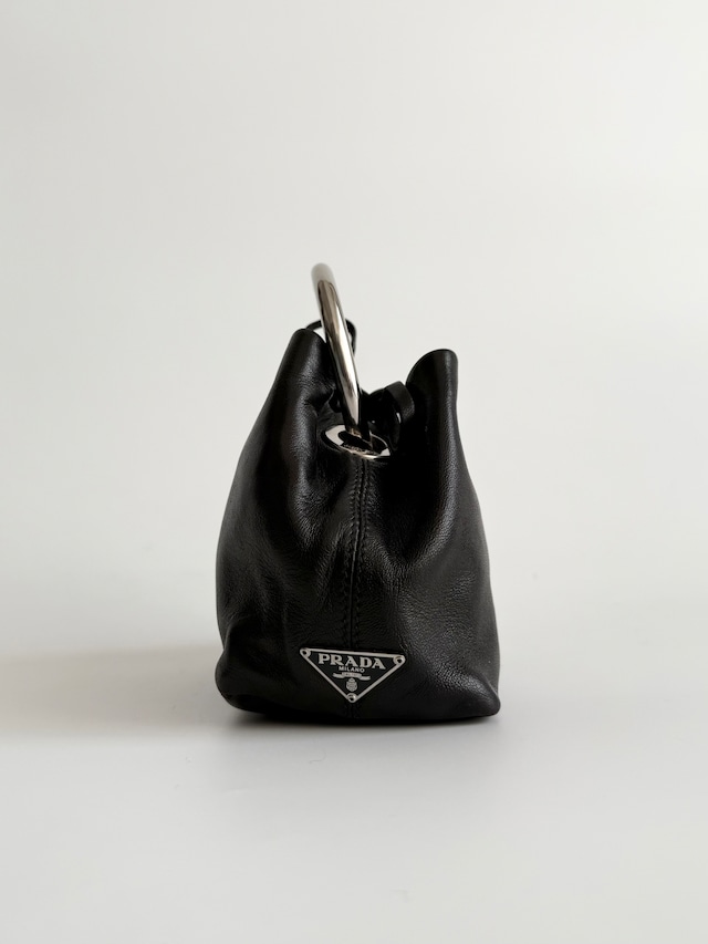 S2003 PRADA METAL HAND LEATHER BAG