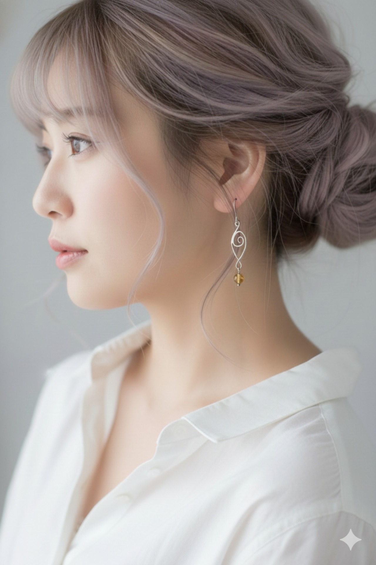 シトリンの渦ピアス